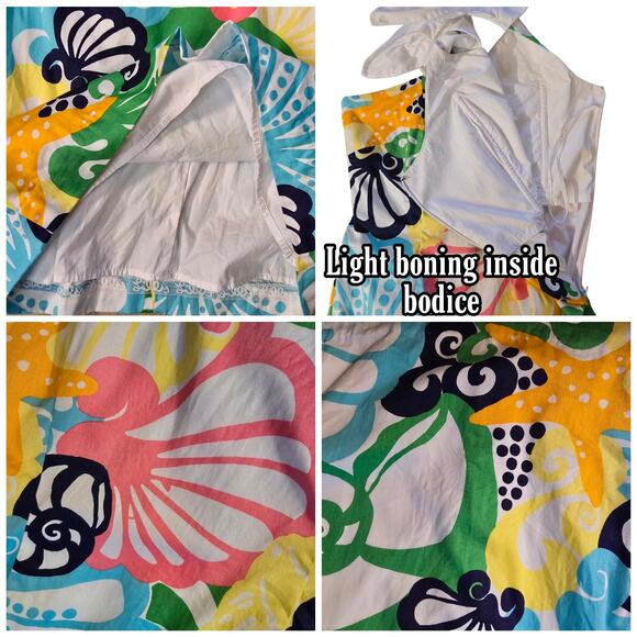 One Shoulder Dress Lilly Pulitzer Minta 32973 Shell Print Plus Size 14 Cotton - Picture 5 of 10